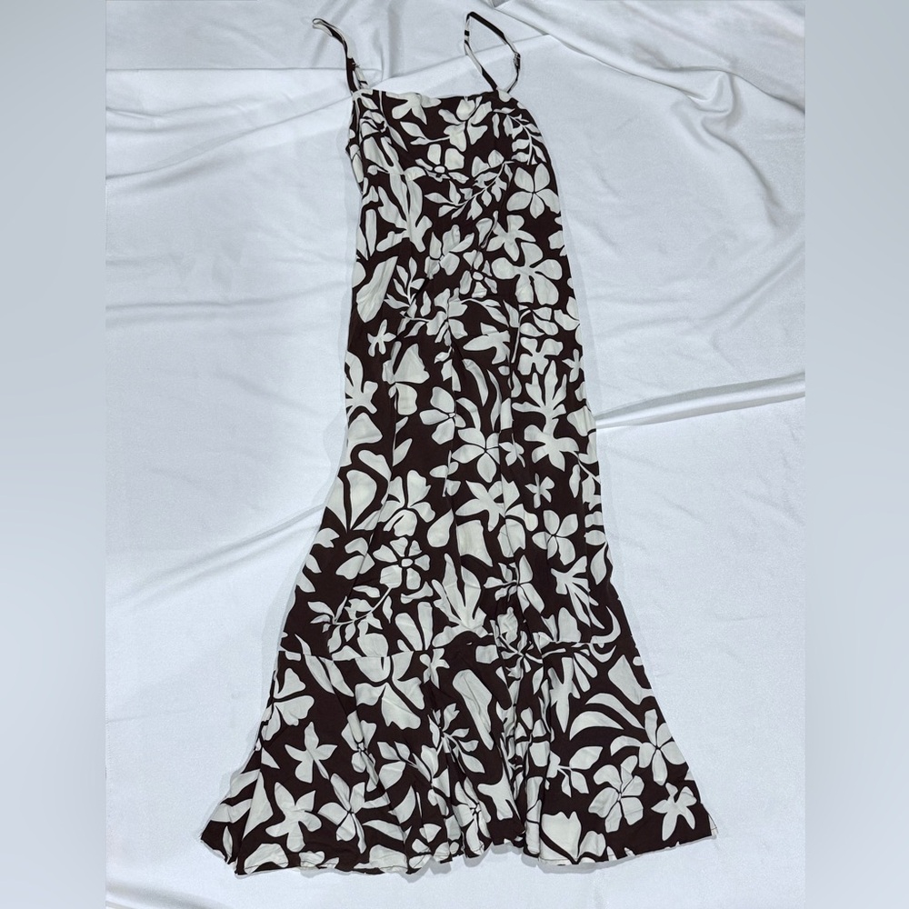 Floral Brown and Cream Maxi Dress